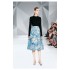 Two piece set of slim fitting knitted sweater and vintage Hepburn jacquard skirt in stock