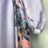 Real time spot Australian spring and summer new linen print V-neck single breasted lantern sleeve long dress party skirt