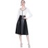 Real time shooting of socialite knitted sweater+high waist slimming leather skirt two-piece set