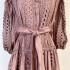 Real shot spot 6-color Bohemian vacation heavy industry lace hollow lace half high neck long sleeved short dress