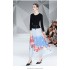 Real time spot French socialite temperament long sleeved knitted patchwork printed skirt high waist slimming dress special offer