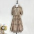 Real time spot new French high-end style niche embroidered hollow out shirt+elastic waist large swing skirt set