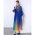 Factory direct sales of Miyake pleated heavy industry plate flower pleated printed dress long style