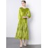 Real shot French socialite temperament lace sequin patchwork gold velvet dress in stock