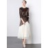 Real shot French socialite temperament lace sequin patchwork gold velvet dress in stock