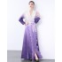 Factory direct sales of Miyake pleated gradient printed lace up dress, silk wavy edge dress, dress 9864