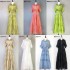 Real time spot European and American spring and summer new loose shirt long skirt with buttons and lapels similar to hollow embroidery dress long