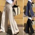 Cross border 2024 Spring/Autumn Women's Wide Leg Pants Fashion High Waist Street Women's Cotton Pants Solid Color Casual Loose Pants