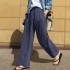 Cross border 2024 Spring/Autumn Women's Wide Leg Pants Fashion High Waist Street Women's Cotton Pants Solid Color Casual Loose Pants