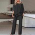 Bat sleeve top, pants, women's casual off shoulder irregular party set, elegant two-piece set, 2024 spring summer autumn