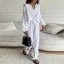 Elegant women's casual loose suit women's long sleeved top+drawstring pants set spring and autumn collar two-piece set