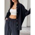 Euro American Cross border 2024 Spring New Casual Set Solid Color Collar Long Sleeve Shirt Top Haren Pants Two Piece Set