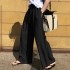 Cross border 2024 Spring/Autumn Women's Wide Leg Pants Fashion High Waist Street Women's Cotton Pants Solid Color Casual Loose Pants