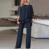 Bat sleeve top, pants, women's casual off shoulder irregular party set, elegant two-piece set, 2024 spring summer autumn