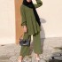 Women's Fashion Muslim Hoodie Set Wide Leg Shirt and Pants Set Elegant Solid Color Set Spring and Autumn