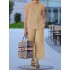 European and American Cross border 2024 Women's Large Summer Solid Color 2-piece Set Round Neck Tank Top Basic Wide Leg Pants