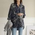 Cross border 2024 women's solid color autumn new style fresh long sleeved top design sense slit fat MM loose shirt