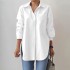 Elegant collar long sleeved shirt 2024 fashionable women's spring and autumn solid color split hem oversized OL work shirt