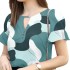 Cross border Europe and America 2024 women's casual elegant floral print short sleeved O-neck hollowed out workwear top