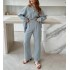 Elastic Wash Water Wrinkle Set Women's Home Clothes Long Sleeve 2-piece Set Nightwear Women's Casual Pants Set 2023 New Style