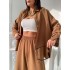 Euro American Cross border 2024 Spring New Casual Set Solid Color Collar Long Sleeve Shirt Top Haren Pants Two Piece Set