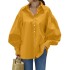 Casual shirt with lantern sleeves and lapel top, 2024 vintage solid color top, women's office women's shirt