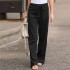 Cross border Amazon independent station 2024 new casual, simple, comfortable, elastic waist, cotton and linen women's pants in stock