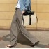 Cross border 2024 Spring/Autumn Women's Wide Leg Pants Fashion High Waist Street Women's Cotton Pants Solid Color Casual Loose Pants