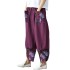 Cross border 2020 Spring and Autumn collection new AliExpress patchwork cotton and linen wide leg pants loose women's printed pants