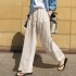 Cross border 2024 Spring/Autumn Women's Wide Leg Pants Fashion High Waist Street Women's Cotton Pants Solid Color Casual Loose Pants