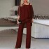 Bat sleeve top, pants, women's casual off shoulder irregular party set, elegant two-piece set, 2024 spring summer autumn