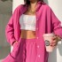 Euro American Cross border 2024 Spring New Casual Set Solid Color Collar Long Sleeve Shirt Top Haren Pants Two Piece Set