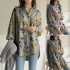 Cross border 2023 Amazon AliExpress independent station long sleeved loose oversized casual irregular printed women's shirt