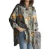 Cross border 2023 Amazon AliExpress independent station long sleeved loose oversized casual irregular printed women's shirt