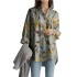 Cross border 2023 Amazon AliExpress independent station long sleeved loose oversized casual irregular printed women's shirt