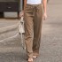 Cross border Amazon independent station 2024 new casual, simple, comfortable, elastic waist, cotton and linen women's pants in stock