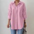 Elegant collar long sleeved shirt 2024 fashionable women's spring and autumn solid color split hem oversized OL work shirt