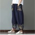 Cross border 2020 Spring and Autumn collection new AliExpress patchwork cotton and linen wide leg pants loose women's printed pants