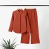 European and American cross-border women's two-piece set for 2024 women's collar long sleeved shirt, spring and autumn casual solid color pants, wide leg set