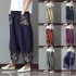 Cross border 2020 Spring and Autumn collection new AliExpress patchwork cotton and linen wide leg pants loose women's printed pants