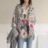 Cross border 2024 Amazon Independent Station AliExpress EBAY Long sleeved Loose Large Cotton and Hemp Printed Top Loose Trendy