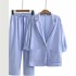 Women's cotton and linen 2-piece suit jacket+pants autumn loose and fashionable casual cotton and linen suit top set