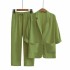 Women's cotton and linen 2-piece suit jacket+pants autumn loose and fashionable casual cotton and linen suit top set