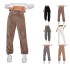 2024 European and American foreign trade autumn and winter women's clothing solid color fashionable plush casual pants loose and comfortable plush warm home pants for women