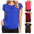 Cross border 2023 Amazon AliExpress new chiffon solid color short sleeved round neck casual shirt short sleeved top