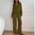 Elegant women's casual loose suit women's long sleeved top+drawstring pants set spring and autumn collar two-piece set