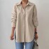 Elegant collar long sleeved shirt 2024 fashionable women's spring and autumn solid color split hem oversized OL work shirt