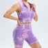 Cross border European and American thread tie dye yoga suit set, quick drying sports vest, peach hip yoga pants, yoga fitness suit