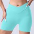 Cross border seamless knitted cross yoga pants, peach hip lifting sports quick drying breathable shorts, three quarter yoga pants