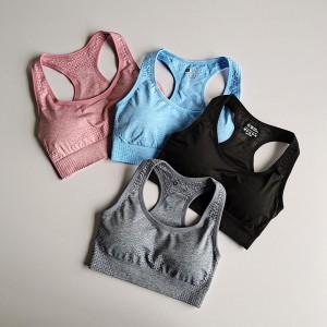 Cross border European and American new quick drying seamless fitness yoga sports point bra shockproof running sports bar for women